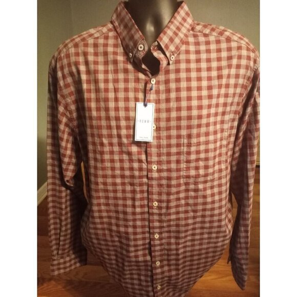 Rowm Other - Rowm Mens Big & Tall Shirt Button Down Long Sleeve Red Gray Plaid Size 2XT NWT